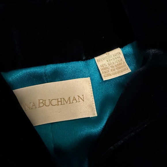 Dana Buchman Women Silk Blend Velvet Blazer Sz 6 Blue Full Zip Long Sleeve NWT - Picture 11 of 12